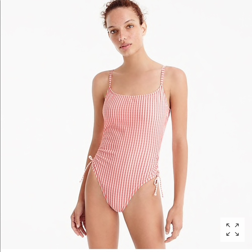 NWT J. Crew seersucker swimsuit in coral